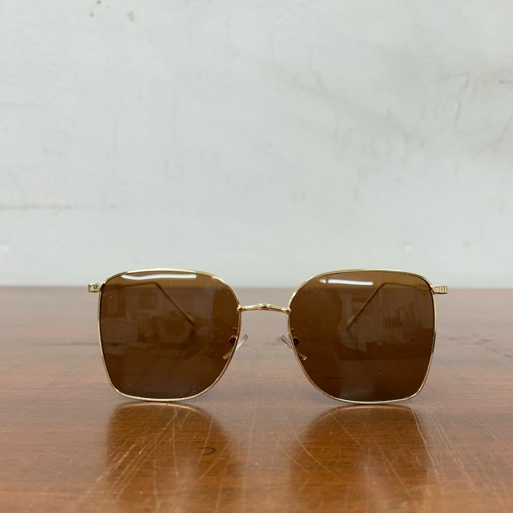 New Gold Frame Square Brown Sunglasses